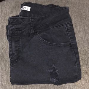 black high waisted ankle length jeans